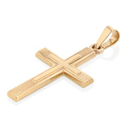 14K Gold Religious Cross Charm Pendant with 0.8mm Box Chain Necklace