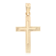 14K Gold Religious Cross Charm Pendant with 0.8mm Box Chain Necklace