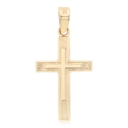 14K Gold Cross Charm Pendant with 1.8mm Singapore Chain Necklace