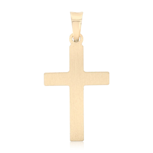 14K Gold Religious Cross Charm Pendant with 0.8mm Box Chain Necklace