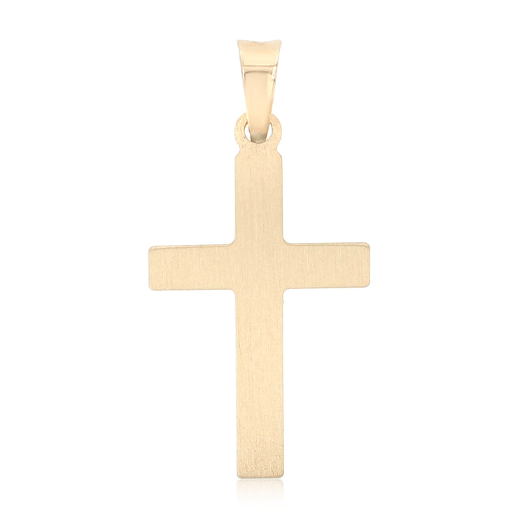 14K Gold Religious Cross Charm Pendant with 0.8mm Box Chain Necklace