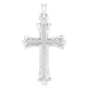 14K Gold Religious Cross Charm Pendant with 1mm Box Chain Necklace
