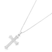 14K Gold Religious Cross Charm Pendant with 1mm Box Chain Necklace