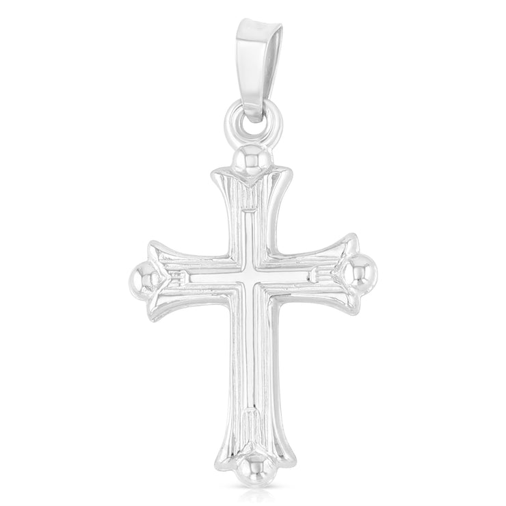 14K Gold Religious Cross Charm Pendant with 0.8mm Box Chain Necklace