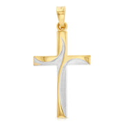 14K Gold Cross Charm Pendant with 1.2mm Singapore Chain Necklace