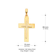 14K Gold Religious Cross Charm Pendant with 0.8mm Box Chain Necklace