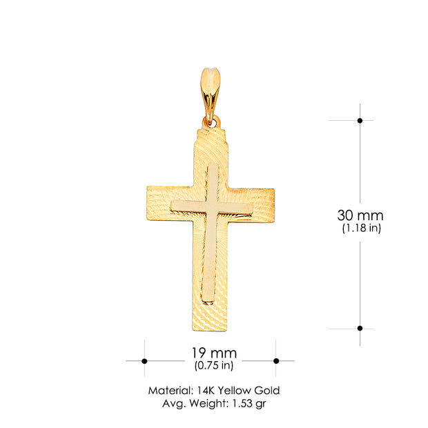 14K Gold Religious Cross Charm Pendant