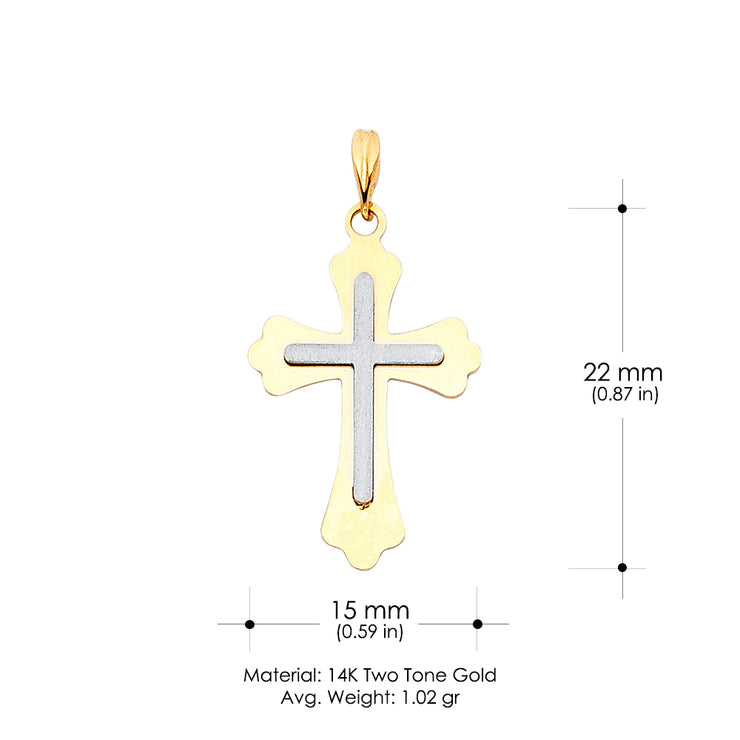 14K Gold Cross Charm Pendant with 1.2mm Singapore Chain Necklace