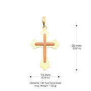 14K Gold Religious Cross Charm Pendant with 0.8mm Box Chain Necklace