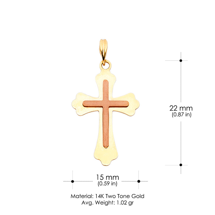 14K Gold Religious Cross Charm Pendant