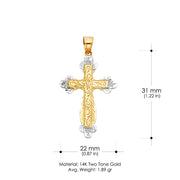 14K Gold Religious Cross Charm Pendant