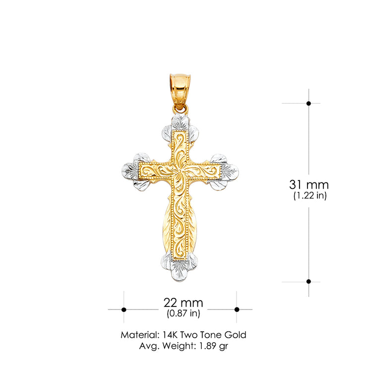 14K Gold Religious Cross Charm Pendant