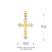 14K Gold Religious Cross Charm Pendant