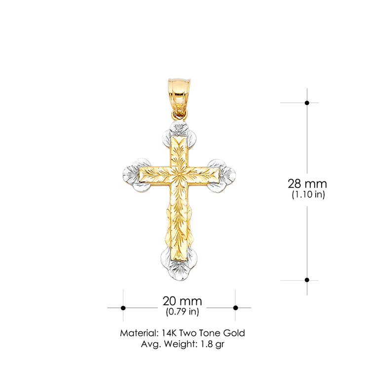 14K Gold Religious Cross Charm Pendant