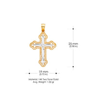 14K Gold Cross Charm Pendant with 1.2mm Singapore Chain Necklace