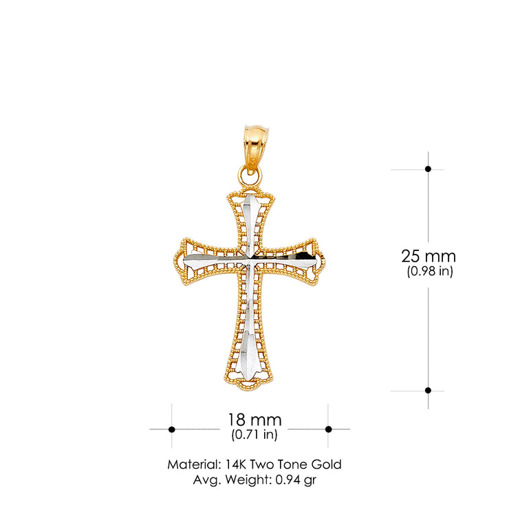 14K Gold Religious Cross Charm Pendant with 0.8mm Box Chain Necklace