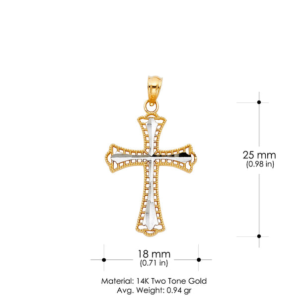 14K Gold Religious Cross Charm Pendant