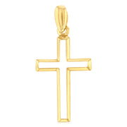 14K Gold Opening Cross Charm Pendant with 1.2mm Singapore Chain Necklace