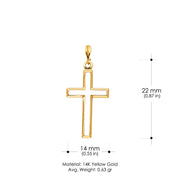 14K Gold Opening Cross Charm Pendant with 0.9mm Wheat Chain Necklace