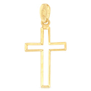 14K Gold Opening Religious Cross Charm Pendant