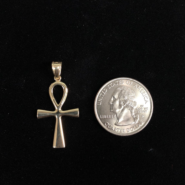 14K Gold Egyptian Ankh Religious Cross Charm Pendant