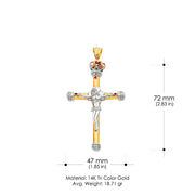 14K Gold Religious Crucifix Charm Pendant