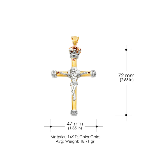 14K Gold Religious Crucifix Charm Pendant