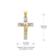 14K Gold CZ Religious Crucifix Charm Pendant