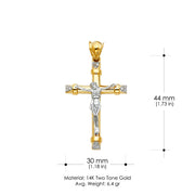 14K Gold CZ Religious Crucifix Charm Pendant