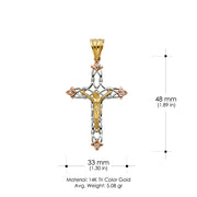 14K Gold CZ Religious Crucifix Charm Pendant