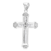 14K Gold Cross Charm Pendant with 1.4mm Round Wheat Chain Necklace
