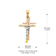 14K Gold Religious Crucifix Charm Pendant