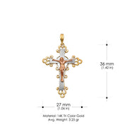 14K Gold Crucifix Pendant with 4.2mm Valentino Star Diamond Cut Chain