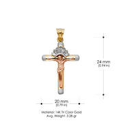 14K Gold CZ Crucifix Pendant with 3.3mm Valentino Star Diamond Cut Chain