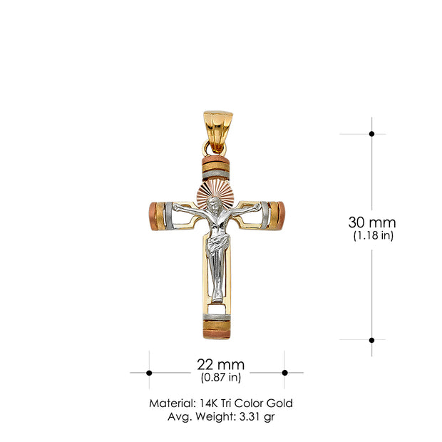 14K Gold Religious Crucifix Charm Pendant