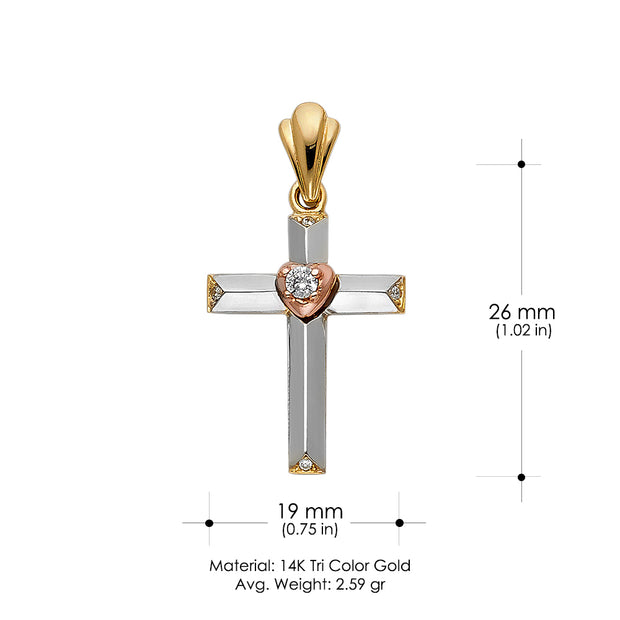 14K Gold Religious Cross Charm Pendant