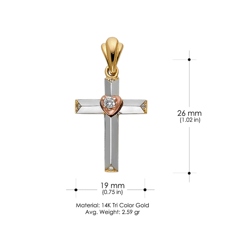 14K Gold Religious Cross Charm Pendant