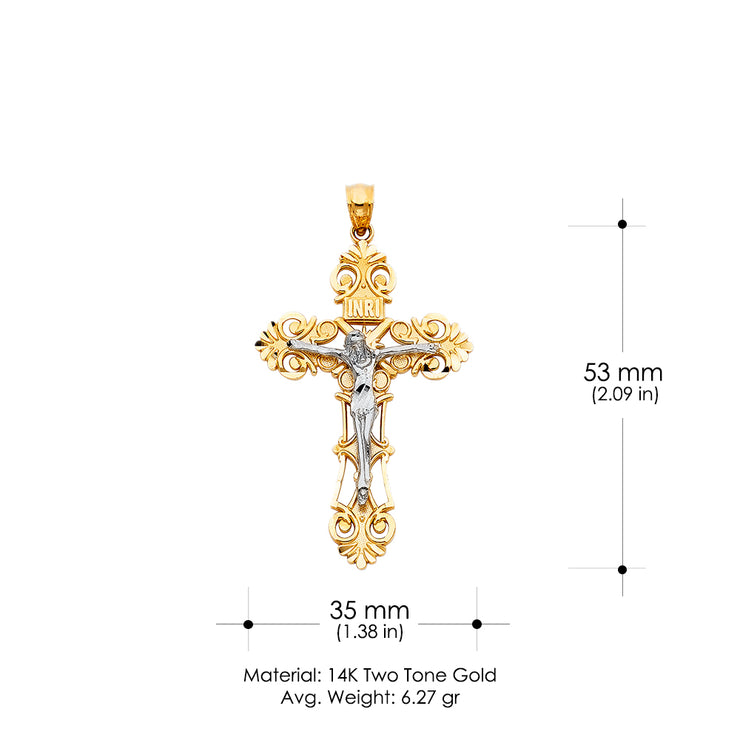 14K Gold Religious Crucifix Charm Pendant