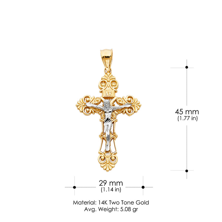 14K Gold Religious Crucifix Charm Pendant