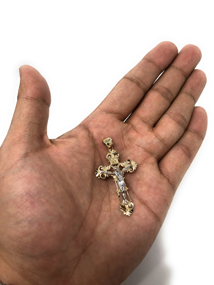 14K Gold Religious Crucifix Charm Pendant