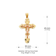 14K Gold Religious Crucifix Charm Pendant