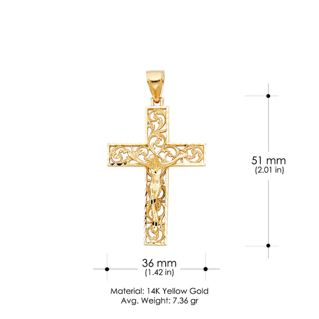 14K Gold Religious Crucifix Charm Pendant