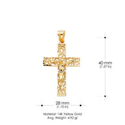 14K Gold Religious Crucifix Charm Pendant