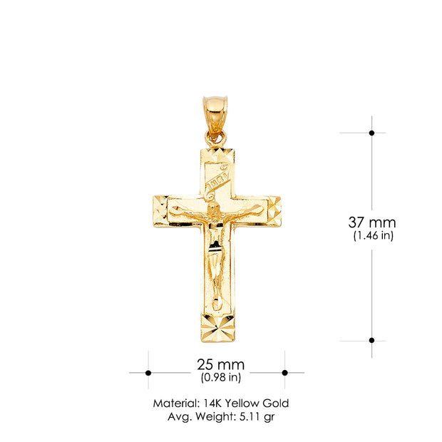 14K Gold Religious Crucifix Charm Pendant