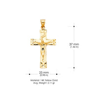 14K Gold Religious Crucifix Charm Pendant with 1.2mm Box Chain Necklace