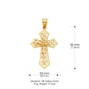 14K Gold Religious Crucifix Charm Pendant