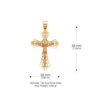 14K Gold Religious Crucifix Charm Pendant