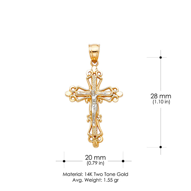 14K Gold Religious Crucifix Charm Pendant