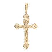 14K Gold Crucifix Charm Pendant with 1.2mm Singapore Chain Necklace