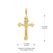 14K Gold Crucifix Charm Pendant with 1.2mm Singapore Chain Necklace